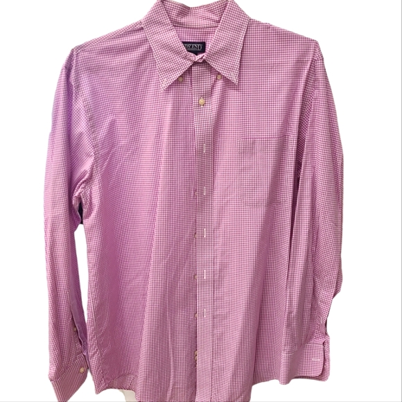 Lands' End Purple Checkard Dress Shirt size 16-34 - Picture 2 of 6